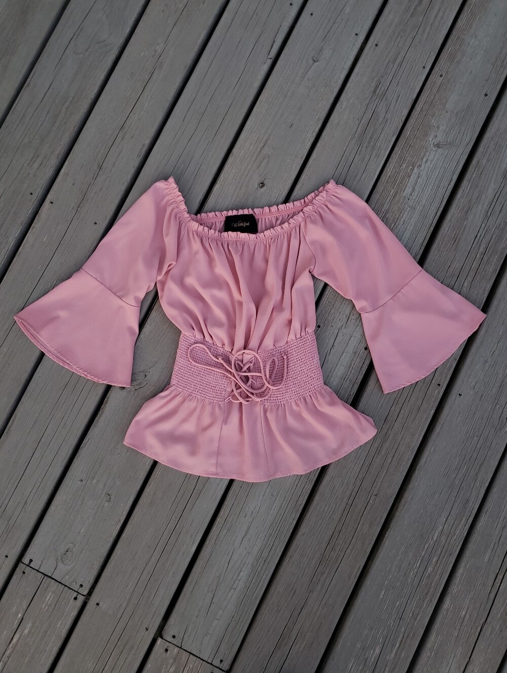 Wishful Pink Off-Shoulder Blouse - Size Small